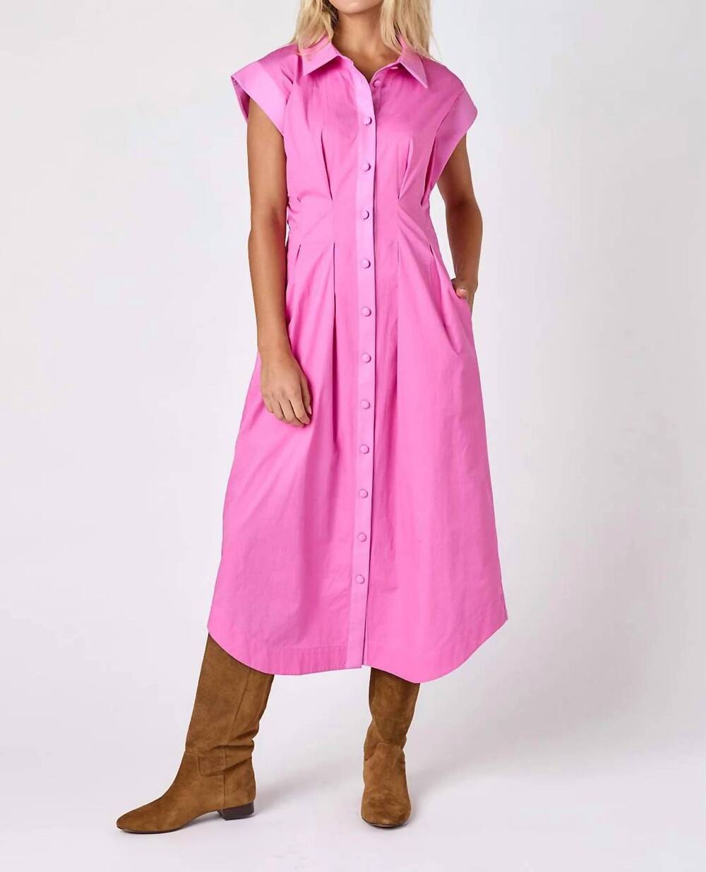NEW CROSBY BY MOLLIE BURCH quincey midi dress in blossom pink